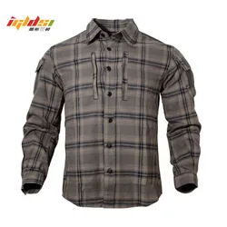 Spring Army Fan Plaid Tactical Shirt Men Long Sleeve Breathable Cotton Plaid Shirt Women Outdoor Hiking Training Uniform Shirt