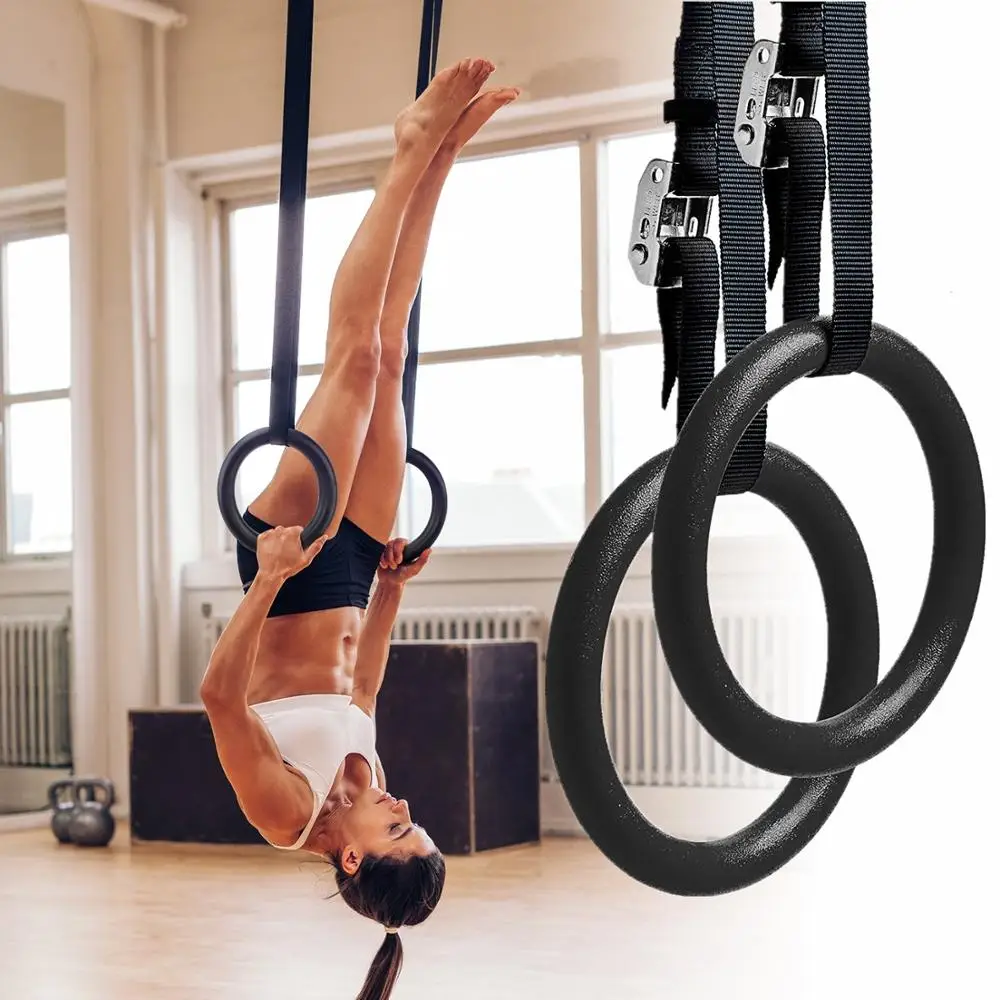 

28mm Gymnastics Rings ABS Fitness Gym Rings with Adjustable Buckle Straps for Body Strength Pull-Ups Training