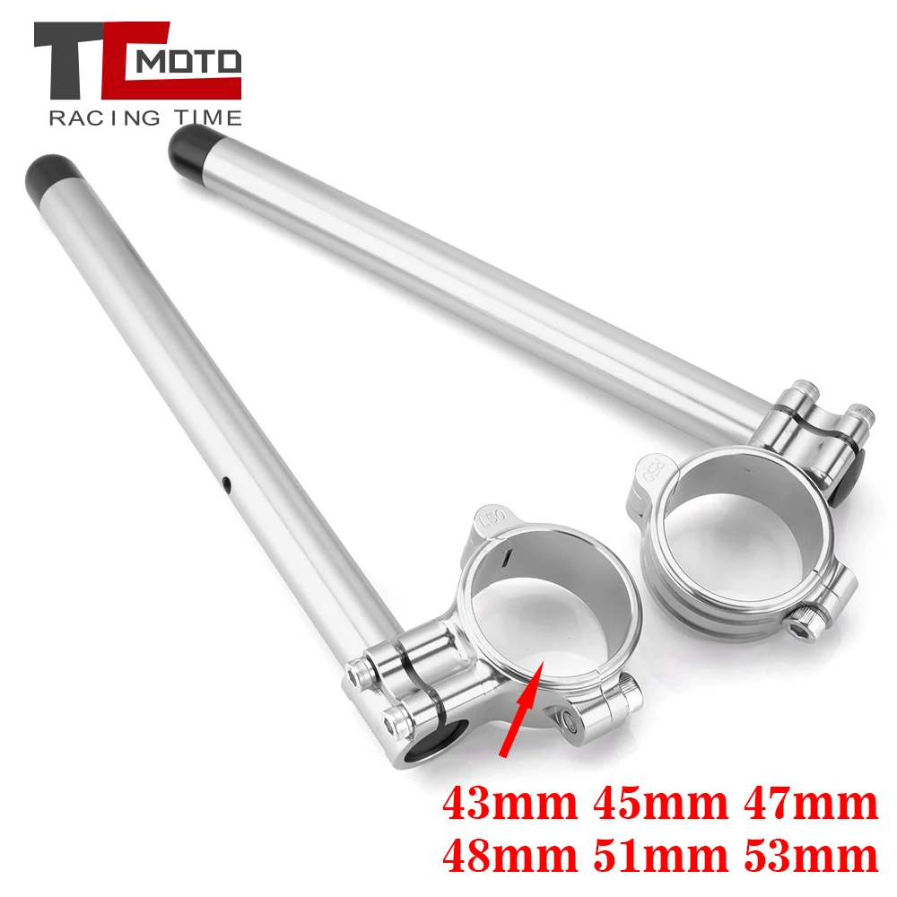 Silver Black Motorcycle Handlebar Racing Adjustable CNC 43mm 45mm 47mm 48mm 51mm 53mm Clip On Fork 7/8