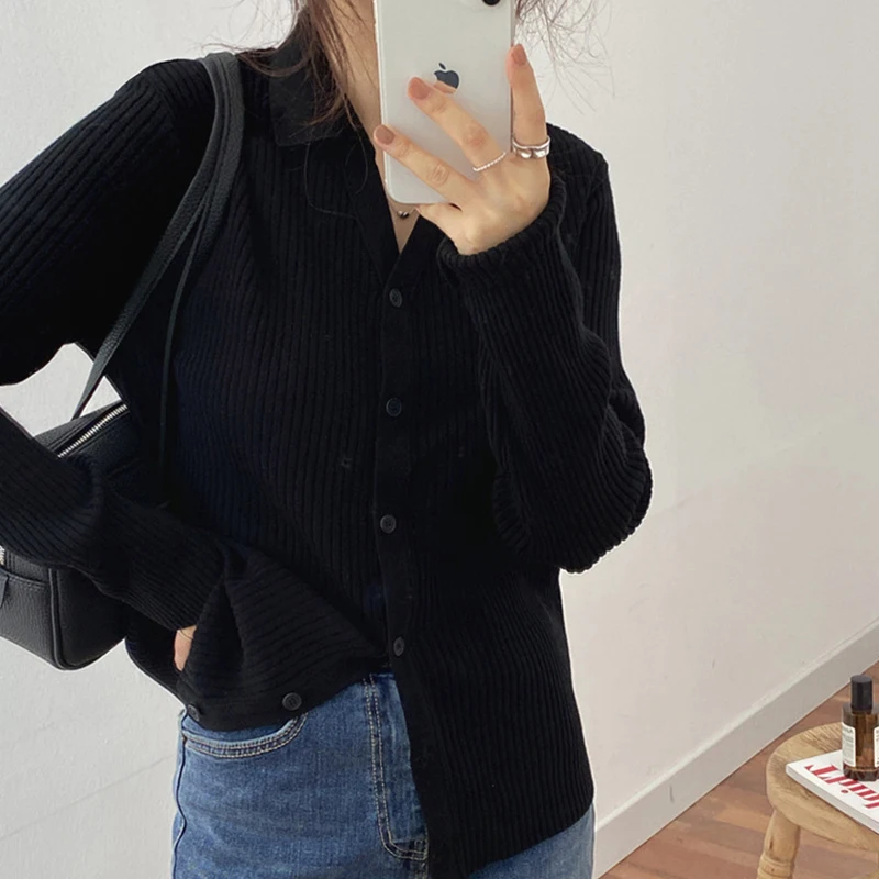 Alien Kitty 2024 Women Cardigans Sweaters Knitted Coat Warm Female Solid Sweet Loose Elegant Office Lady Casual All Match Tops