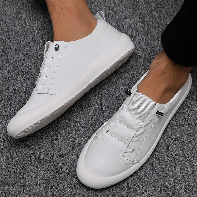 Men Sneakers New Genuine Leather Shoes Casual Male Footwear Fashion Brand White Shoes Mens Cow Leather Sneakers White ShoesAdult