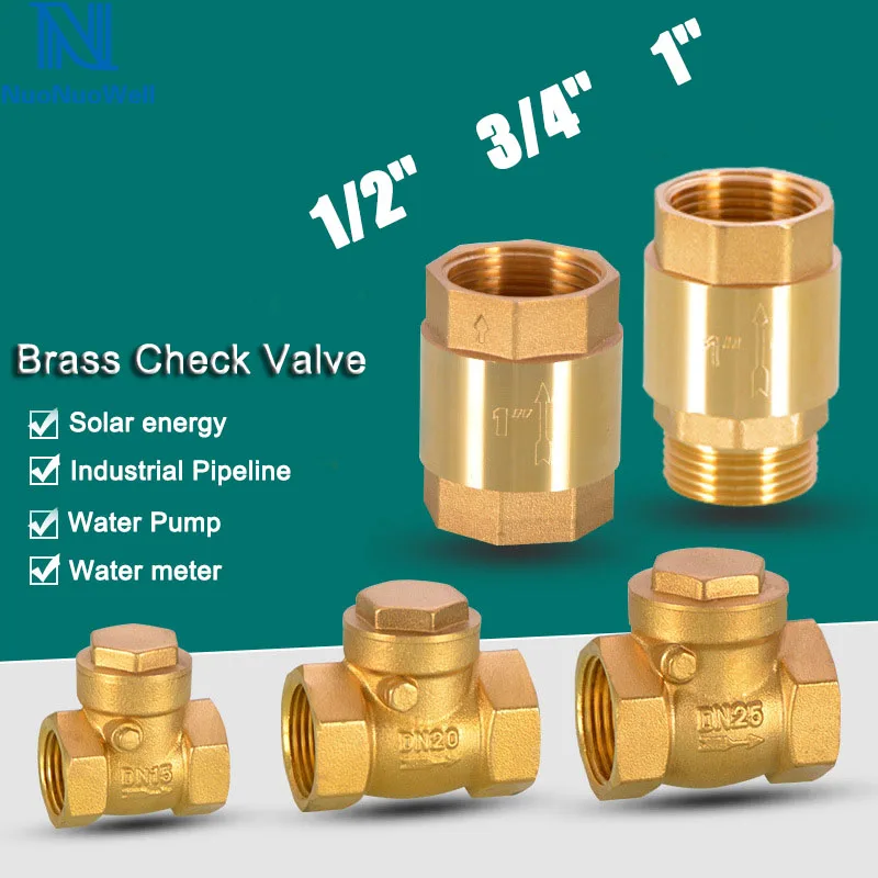 

NuoNuoWell BSP 1/2" 3/4" 1"Brass Non-Return Valve Spring Check Valve In-Line One Way Non-return Valve For Air Water Oil Gas