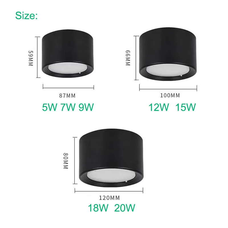 Nordic moderno superfície montado downlight led luz de teto holofotes três luz conversão cor led downlight iluminação interior