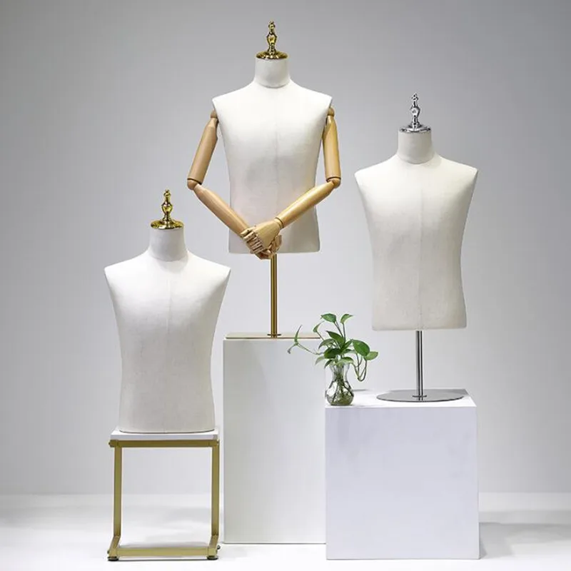 

4style White Male Mannequin Props Half Body Stage Clothing Store Display Rack Arm Suit Stage Model Adjustable Height B061