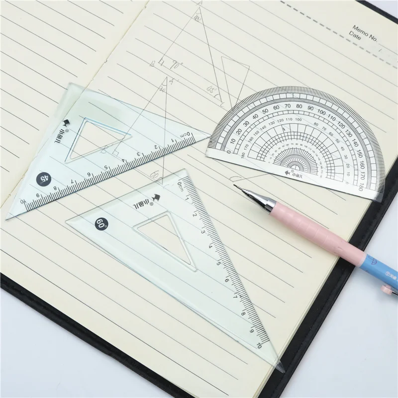 30cm folding Ruler set Packed in a soft PVC bag for easy storage Not easy to lose Student triangle geometry ruler