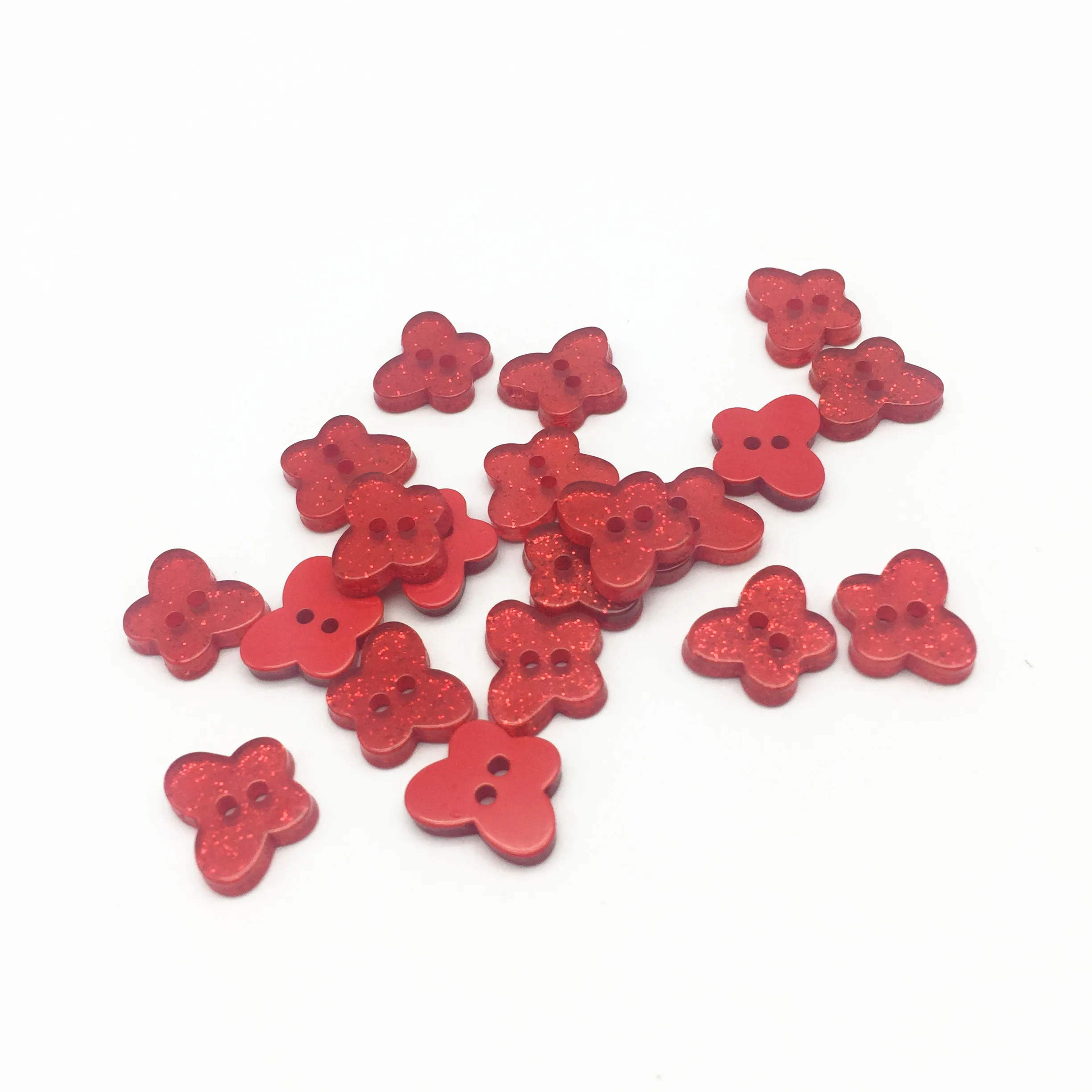 50pcs 13mm Glitter Butterfly Resin Buttons 2 Holes Sewing Accessories Shiny Embellishment DIY Crafts