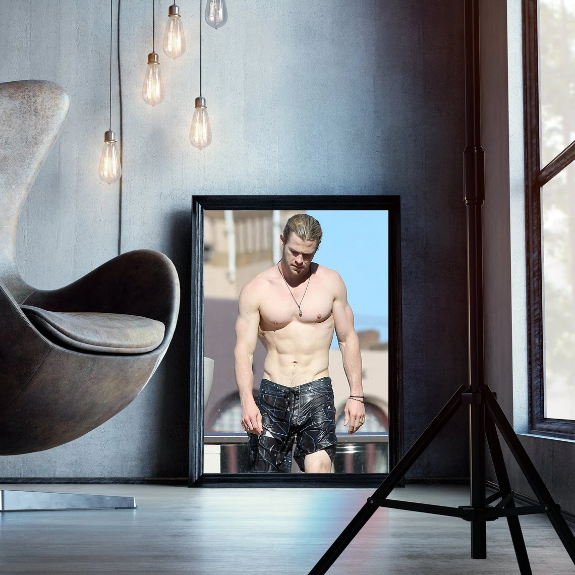 لوحة جدارية لتزيين المنزل من كريس هيمسوورث (بدون إطار) #3