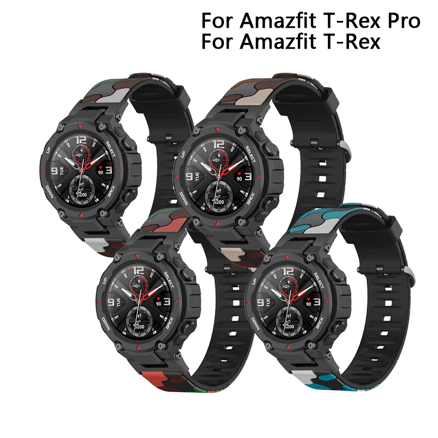 Vòng Tay Silicone Cổ Tay Cho Huami Amazfit T-REX/T-Rex Pro Ngụy Trang Dây Đeo Thay Thế Cho Xiaomi Huami Amazfit T-Rex