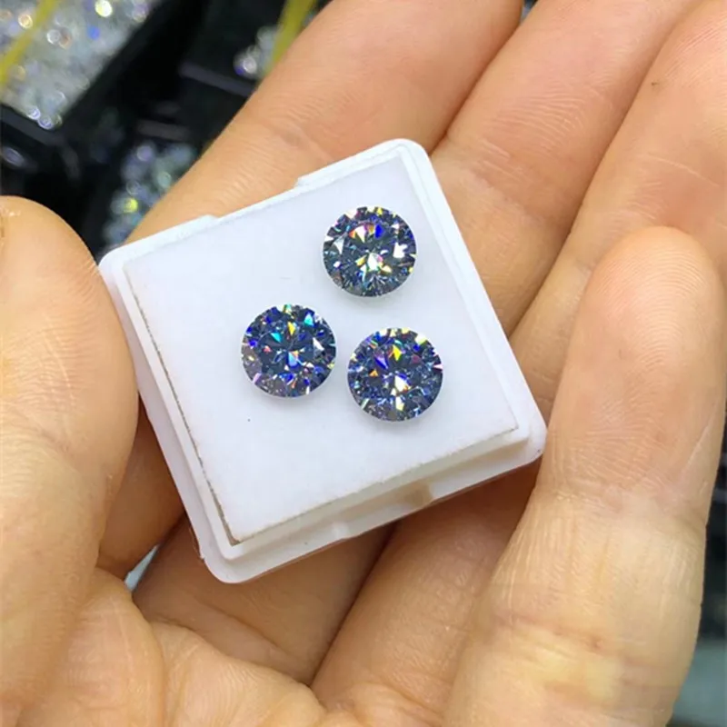 Blue Color Fancy Moissanite Loose Gems Wuzhou Synthetic Excellent Cut Round Princess Moissanite Stone for Diamond Rings Jewelry