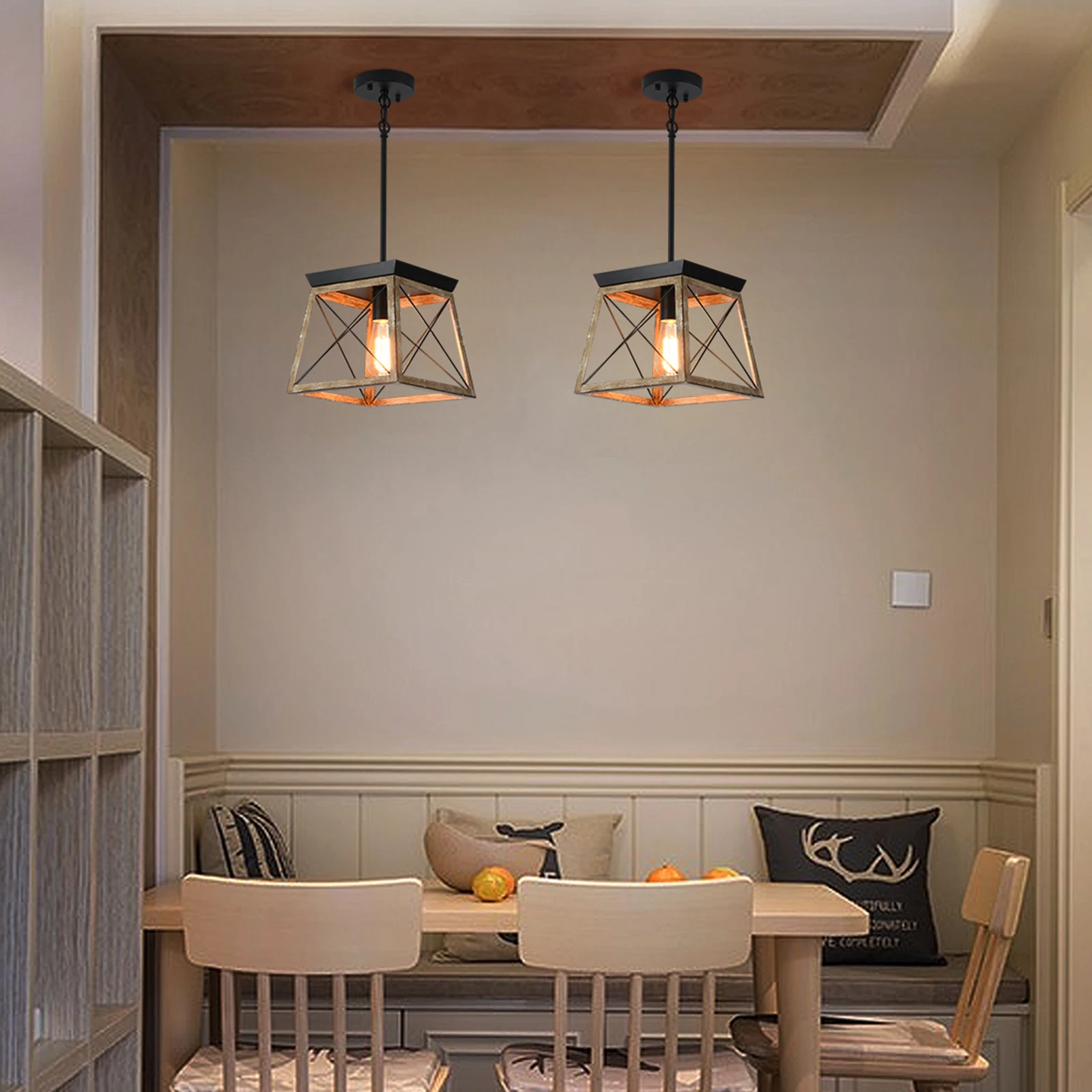 Ganeed lampu gantung kayu Pastoral industri angin Negara untuk lampu depan tunggal lampu dapur restoran kafe Bar kreativitas konter