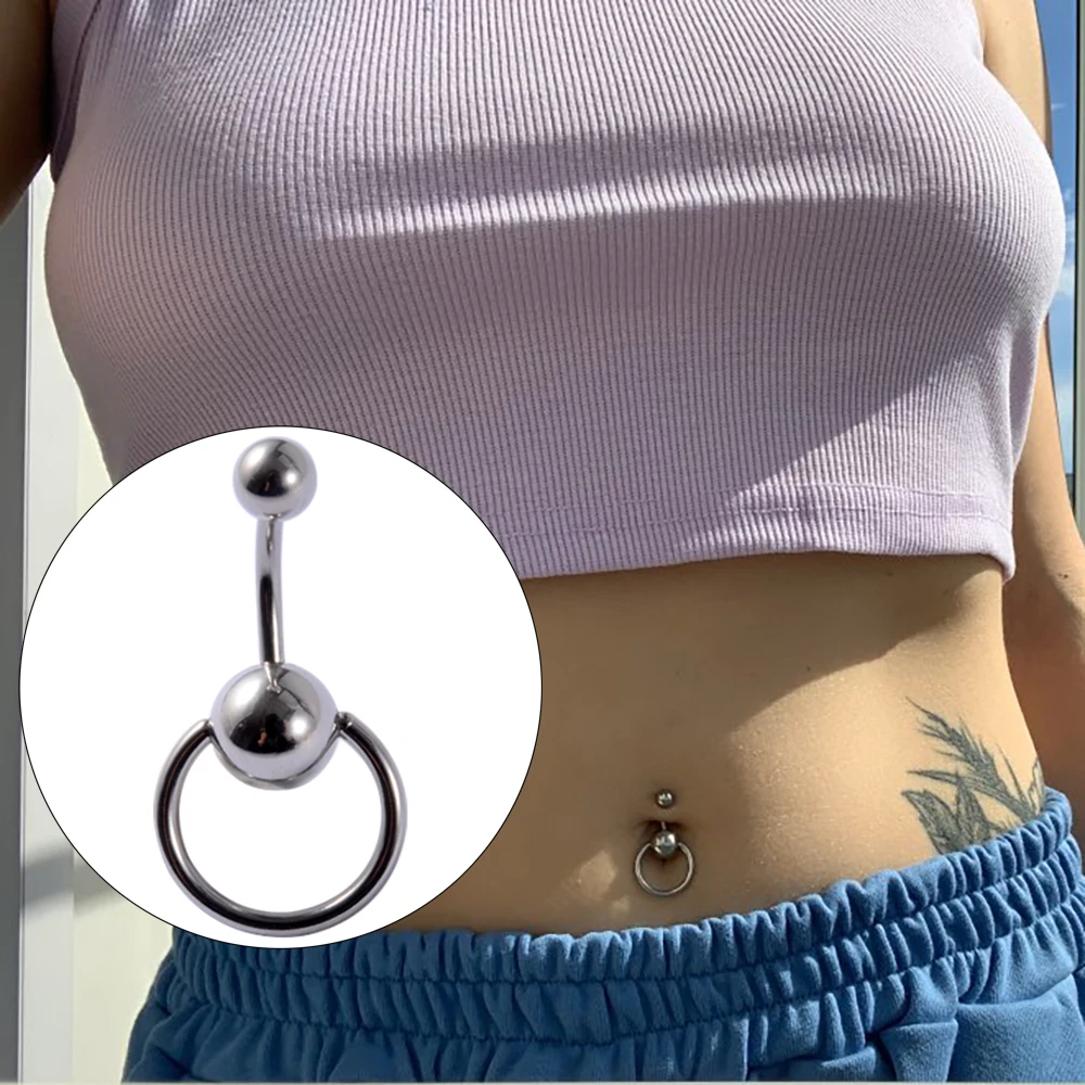 1Piece Surgical Steel Anodized Belly Button Rings Matte Balls Navel Studs Banana  Curved Barbell Body Piercing Jewelry 14g