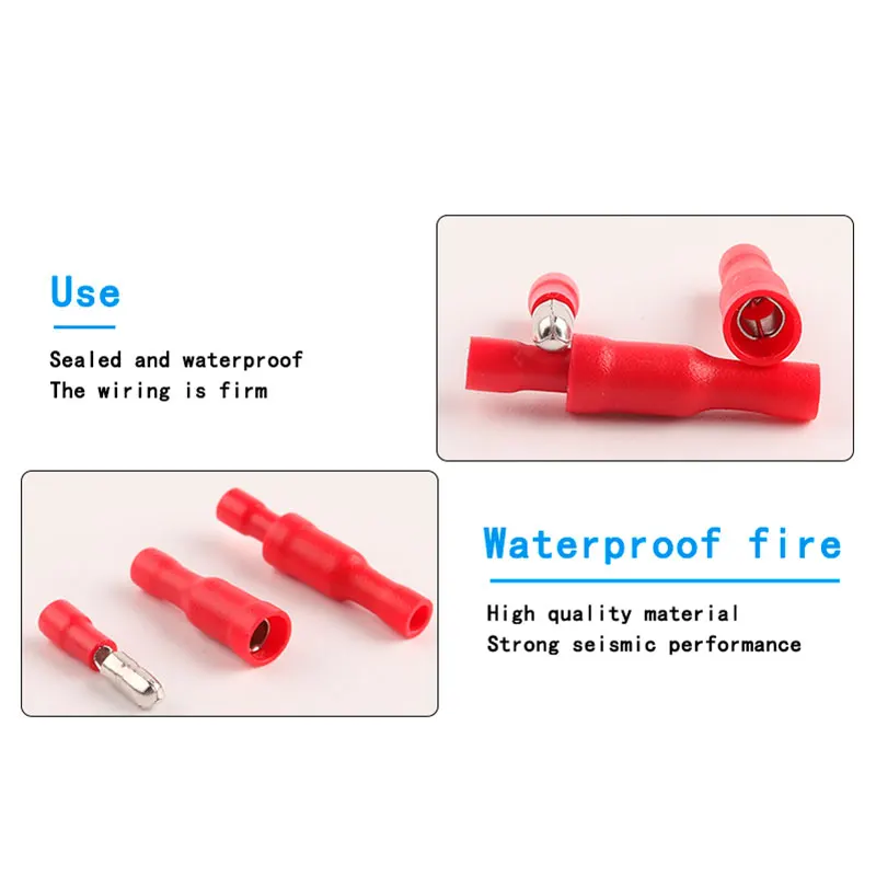 Female and Male Insulated Electric Connector Crimp Bullet Terminal for Audio Wiring terminals MPD FRD Connectors 22-16AWG