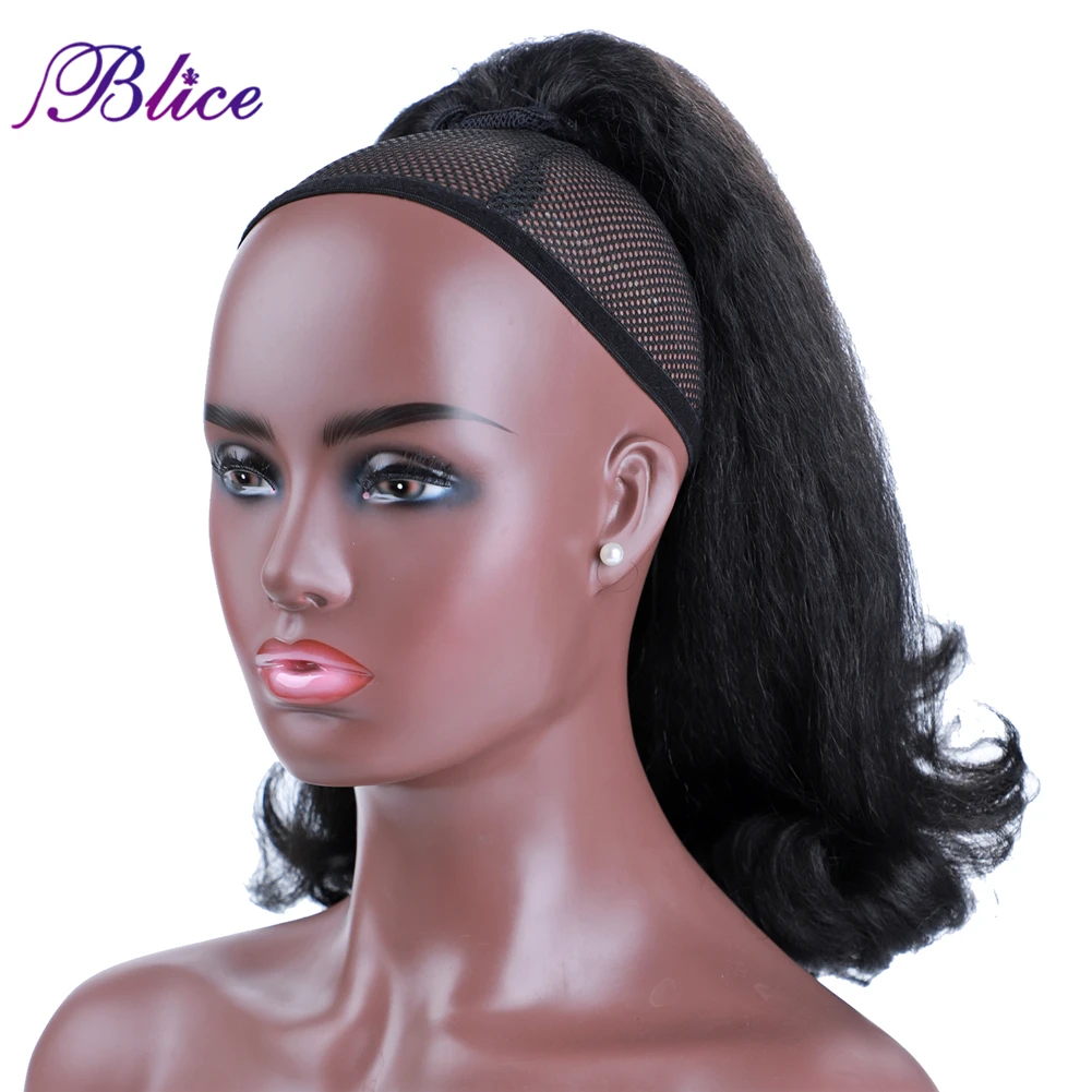 Blice Synthetic Drawstring Ponytail Hair Pieces Ponytail Kinky Straight Hair Extensions Kanekalon Hair With Combs Warp Ponytail