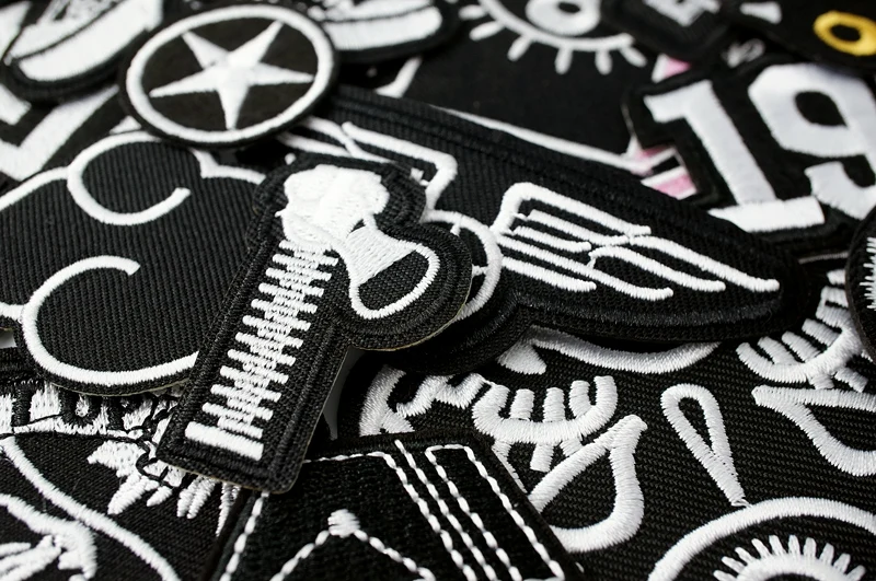CAT Peace Embroidered Applique Patches Fabric Garment Apparel Clothing Accessories Embroidery Badges Star