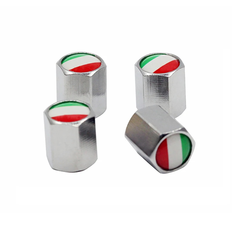 4Pcs/Pack Car Accessories for FIAT Alfa Romeo Ferrari Italy Flag Logo Sticker Wheel Tire Valve Caps Stem Auto Styling