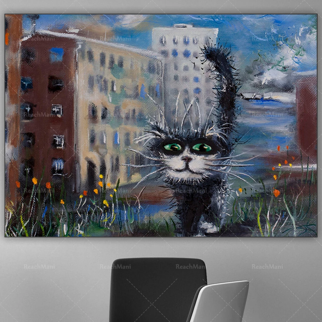 Kitten City Canvas, Cat Canvas Wall Art, decorative poster