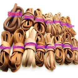 2M Genuine Leather Cord Strap 1 2 3 4 5 6 8 10 12 20 mm Round Flat Leather Rope String for DIY Necklace Bracelet Jewelry Making