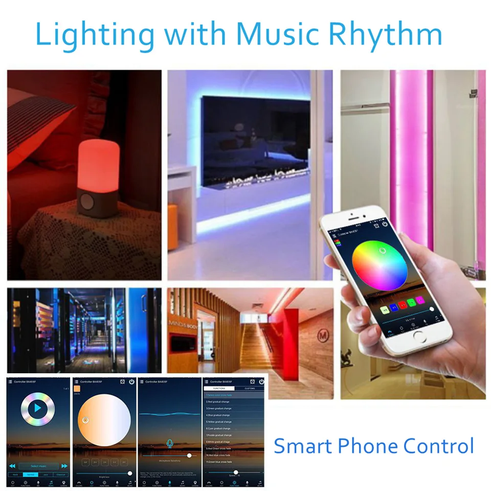 LED RGB Controller Music Sync Bluetooth and IR Remote Control 4Pin 5-12V LED Lights Controller for SMD5050/2835 LED Strips