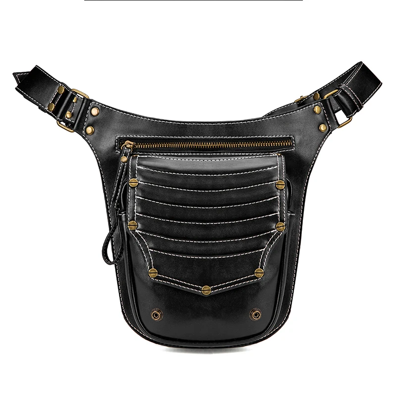 Women Waist Bag Gothic Fanny Packs Motorcycle Hip Leg Bag Steampunk Holster Shoulder Bag Men PU Leather Crossbody Bags 2020 New