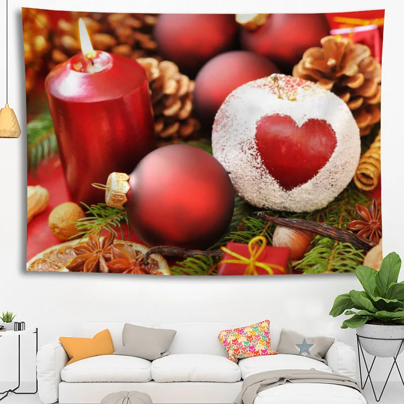 

Custom Christmas Candles Hanging Tapestry Home Party Decoration Tapestries Photo Background Cloth Table Cloth Wall Tapes