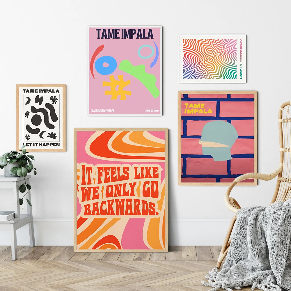 

Tame Impala Abstract Color Print Quote Poster Music Song Lyrics Wall Art Picture Aesthetic Retro Canvas Painting Bed Room Decor