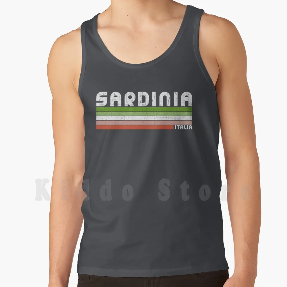 Sardinia Italia-Retro Italy Design Tank Tops Vest 100% Cotton Sardinia Sardegna Italia Italy Italian Retro Vintage