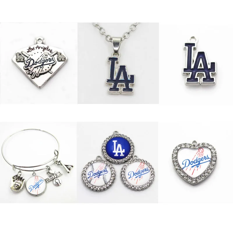 Baseball Sport Charms LA Dangle Charms DIY Bracelet Necklace Earrings Snap Button Jewelry Hanging Charm