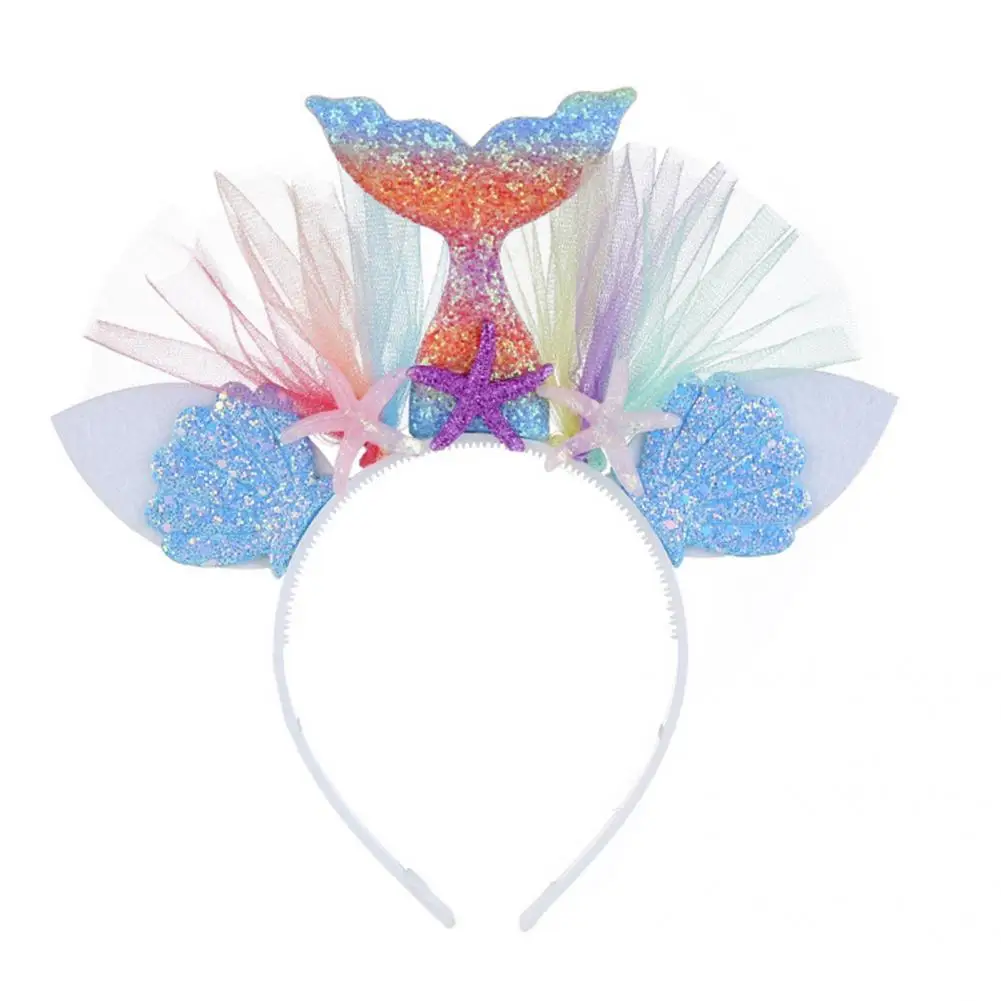 Diadema de piel sintética para niña, aro de pelo de cola de sirena delicada, 7 colores, decorativo para fiesta