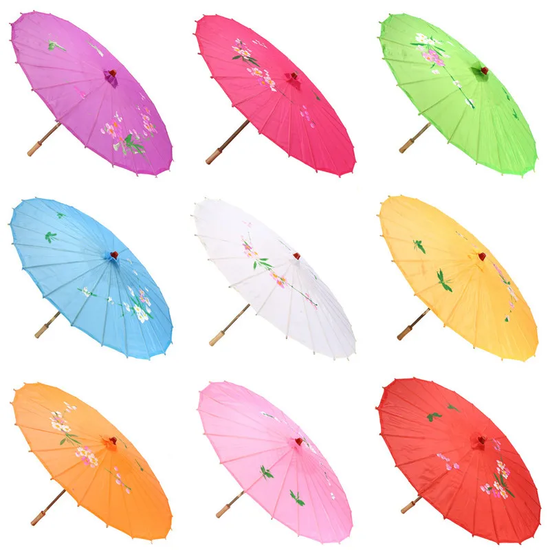 Chinese Printed Flower Paper Umbrella Traditional Handmade Sunshade Parasol Classical Retro Dance Umbrella party decoration