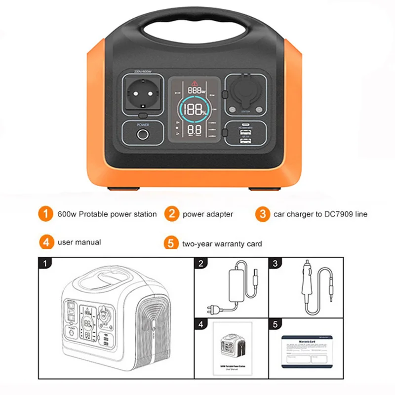 600W Portable Power Station, Solar Generator with 8 Output Ports for Home Outdoor Advanture RV/Van Camping Emergency