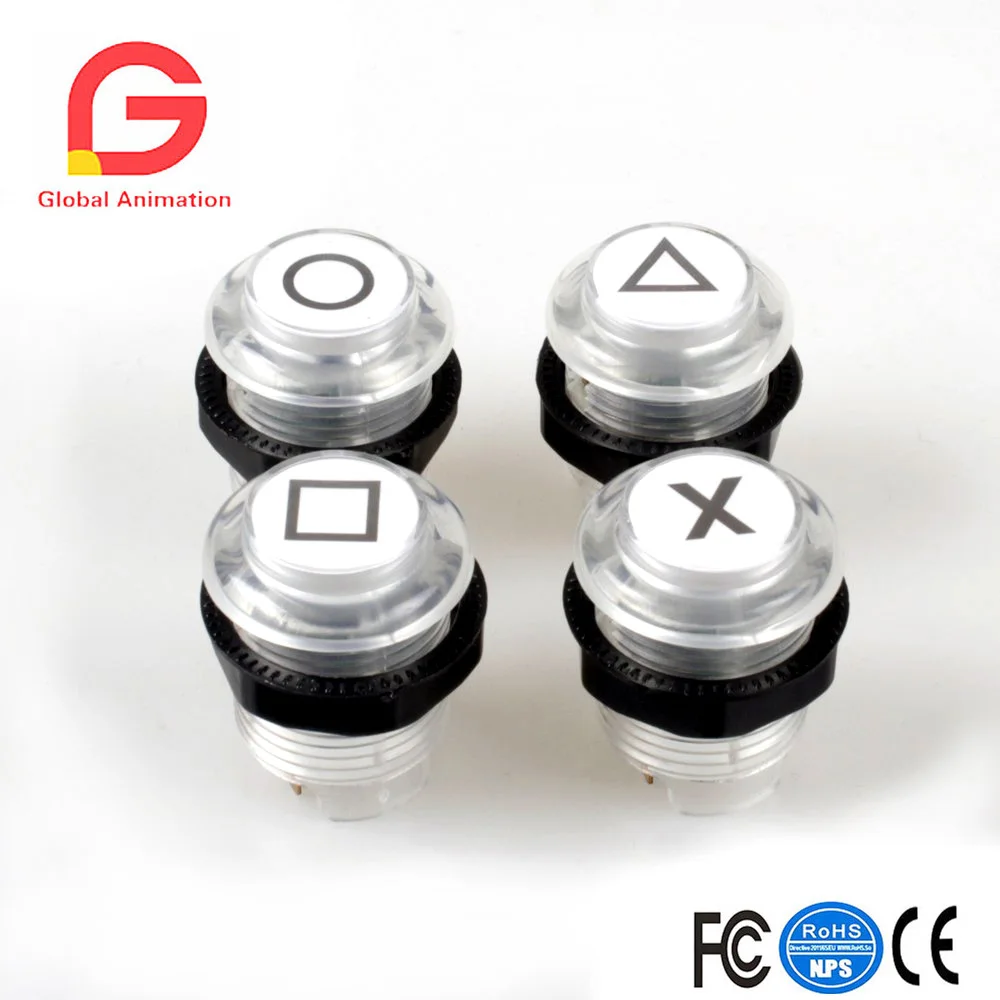 

4x 30mm Arcade China LED Push Button Built-in Switch 5V Illuminated Buttons Automatic Discoloration for Arcade Joystick parts