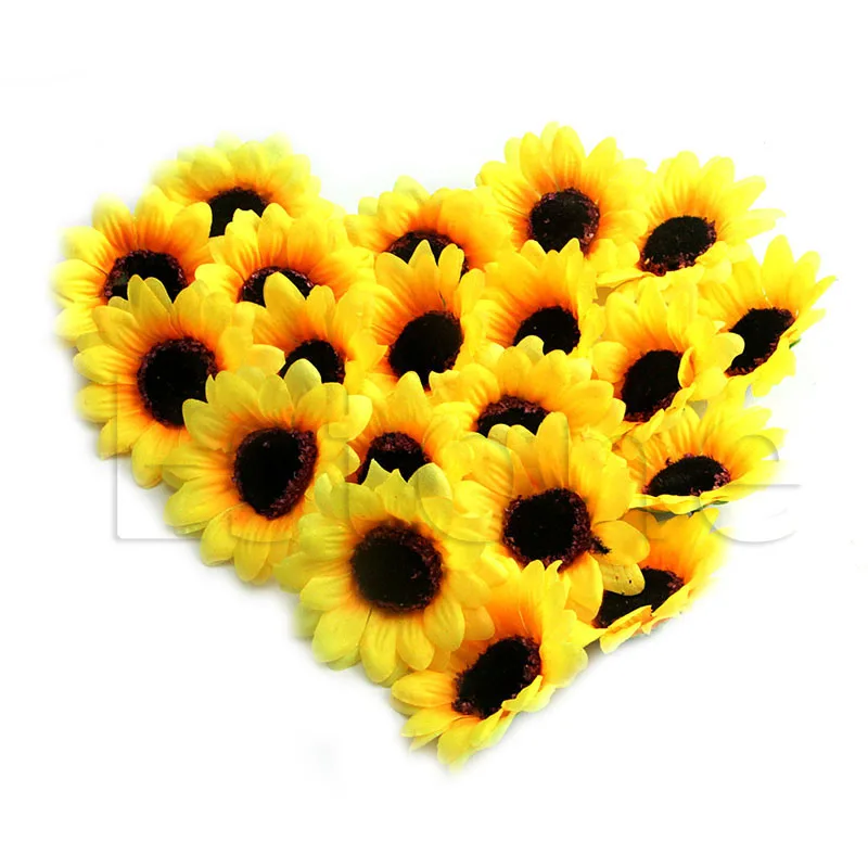 Tournesol artificiel en soie, 7cm, 20 pièces, têtes fleurs, bricolage Floral, vente en gros, nouveau, 2022