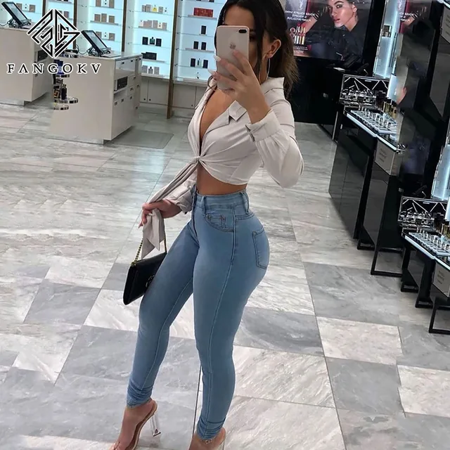 XS-6Xl Spodnie jeansowe ołówkowe z wysokim stanem i wysokim stanem dla kobiet Plus Size Denim Trouser