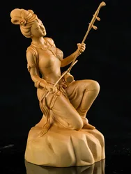 XS090-13CM Hand Carved Wood Carving Figurine Beauty Lady Statue Home Decor -Chinese Style Classical Sculpture Folk Crafts