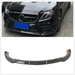 Front stoßstange Spoiler lippe für Mercedes Benz W213 E Klasse Limousine 4 Tür Sport 2017 2018 2019 Kohle faser Look/glänzend schwarz Splitter