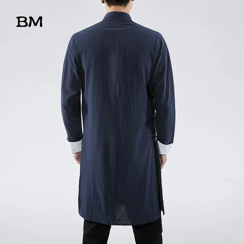 Baju Tradisional Tiongkok Jubah Ukuran Plus 2022 Panjang Sedang Hanfu Baju Panjang Retro Tai Chi Kung Fu Mantel Pakaian Pria