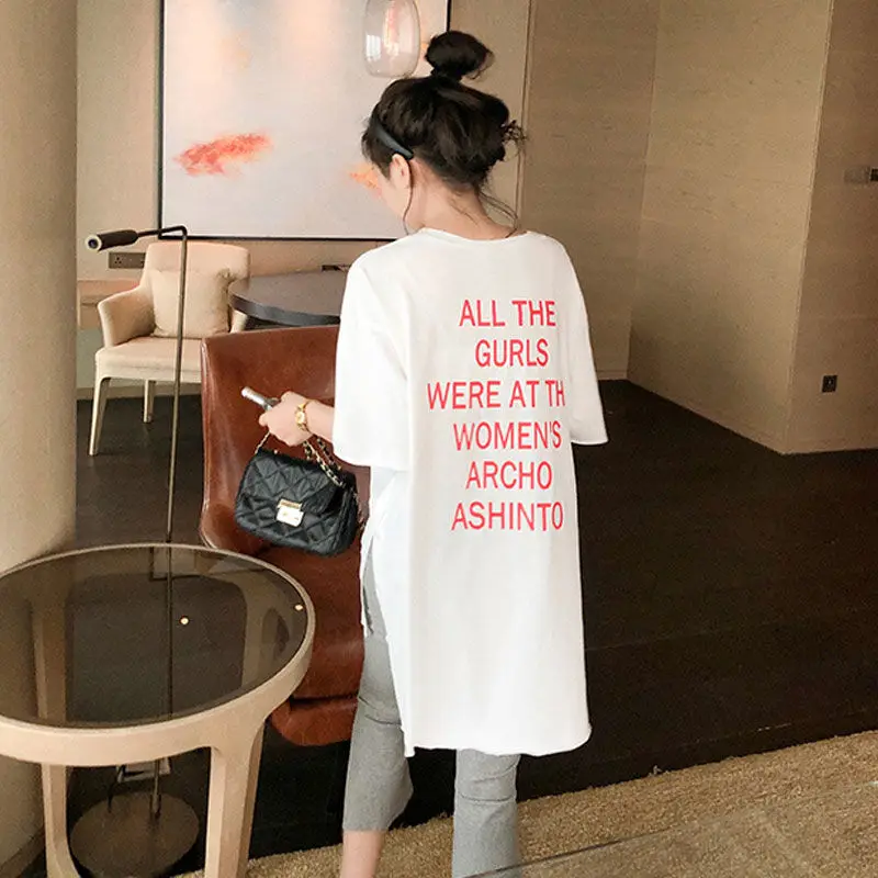 Anime Korean Women\'s T-shirt For Summer Fashion Clothes Loose Elegant Short Sleeve T Shirt Graphic Pulovers Tops Casual Midi