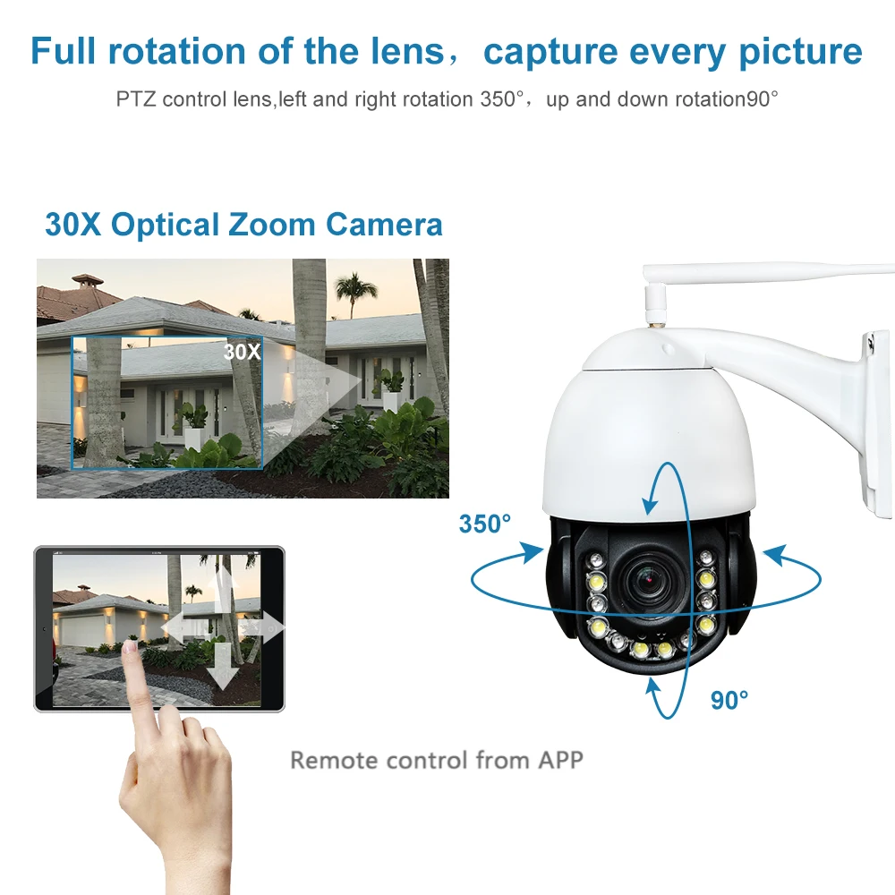 Anpviz 5MP AI Wifi Outdoor 30X PTZ Security IP Camera Two-Way Audio Human Detection Auto Tracking CCTV Video Surveillance