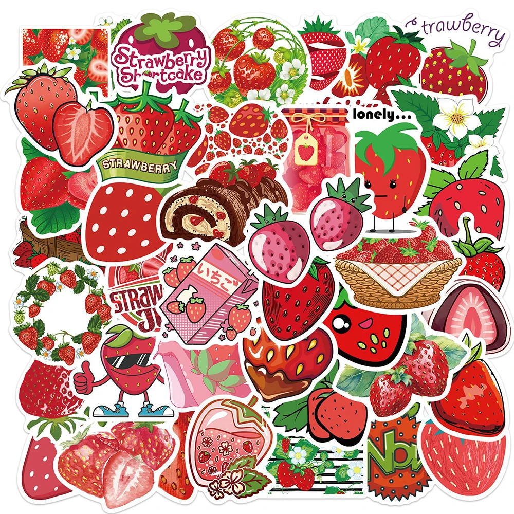 10/30/50PCS Cute Strawberry Cartoon Stickers DIY Motorcycle Travel Luggage Skateboard Classic Toy Graffiti Waterproof Sticker