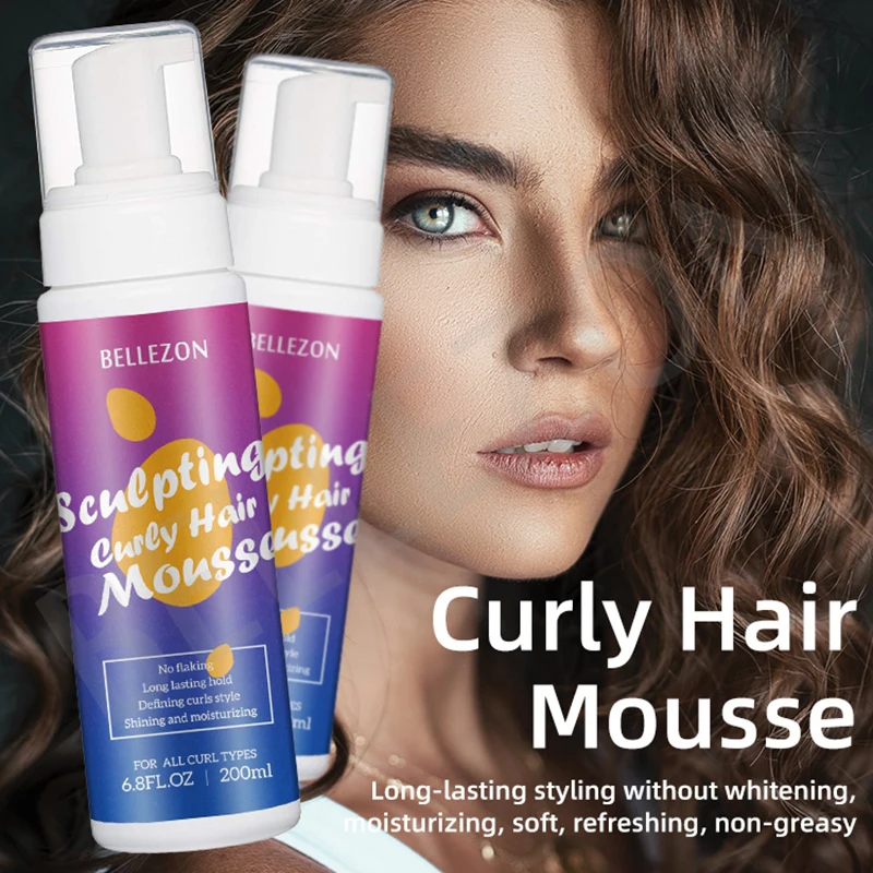 Mousse de espuma para el cabello de 200ml, producto de peinado, crema fijadora fuerte para sujetar el cabello, definir el acabado del cabello rizado, Antifrizz