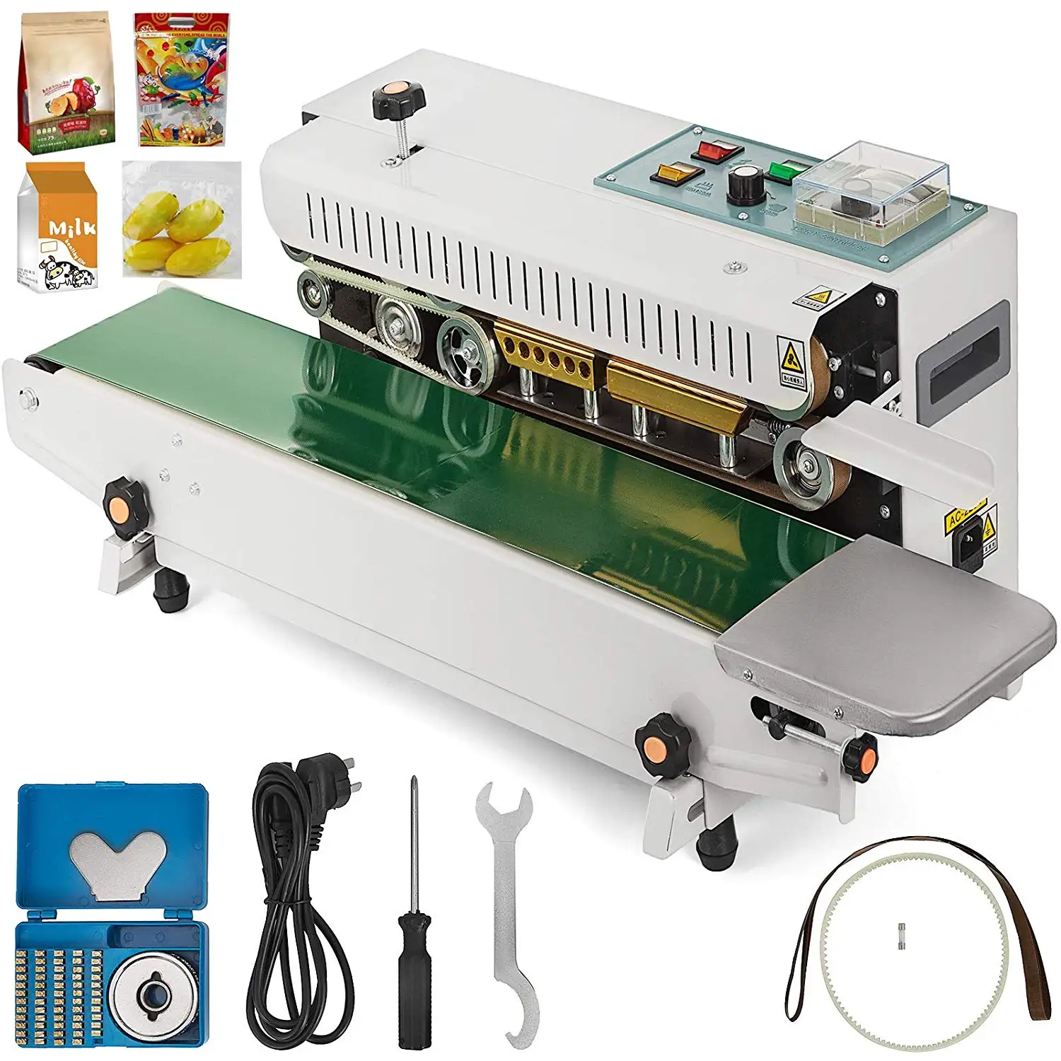 220V Automatic Continuous Band Sealer Plastic Bag Heat Sealing Machine FR900 Sealing Speed And Temperature Adjustable