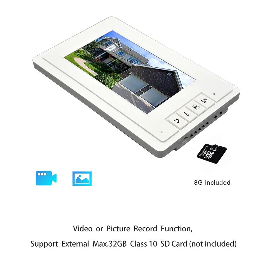 7 Inch Color Door Intercom Multi-apartment System Video Doorbell Device For Building Villa With Multi MonitorIR Night Waterproof