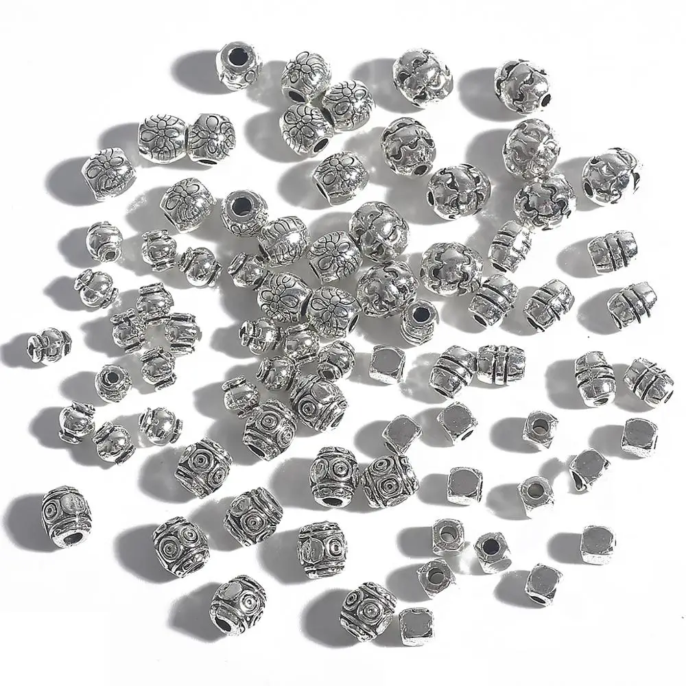 20-50pcs Tibetan Silver Color Antique Loose Bead Charm Spacer Rondelle Beads Connectors For DIY Necklace Bracelet Jewelry Making