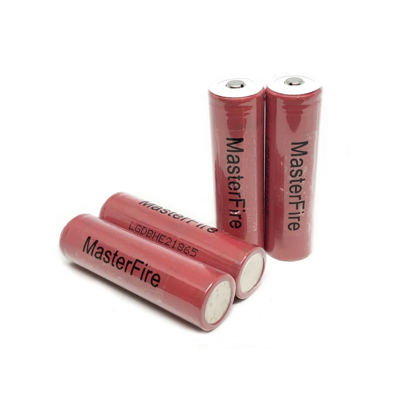 MasterFire 4pcs/lot 3.6V ICR18650 HE2 18650 2500mAh continuous 20A pulse 35A discharge rechargeable lithium battery + Point Head