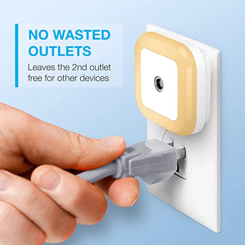 Smart Light Control LED Night Light Square Warm Light US UK EU Standard 6 Pack