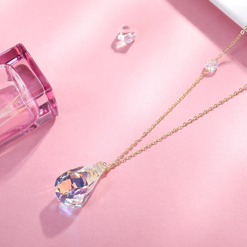New Helix Pendant Necklace Gold Silver Color Colorful Beads Crystals from Austria For Women Wedding DIY Jewelry Chain Collar