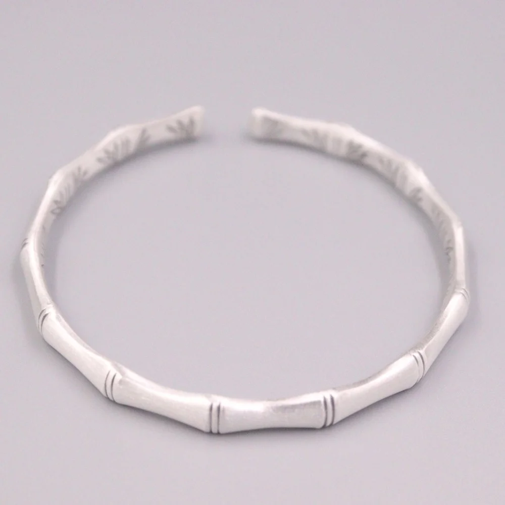 

Authentic 999 Fine Silver 6mm Bamboo-Shape Cuff Bangle 2.36INCH Inner Diameter Handmade