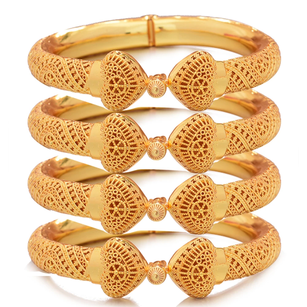 Luxury 24k Gold Color Can Open Bangles Jewelry Ethiopian African Dubai Indian Bracelet Wedding Gifts For Women Bracelet Bangles