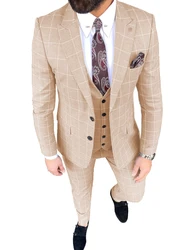 Three-piece classic British plaid suit Formal Outwear For Working