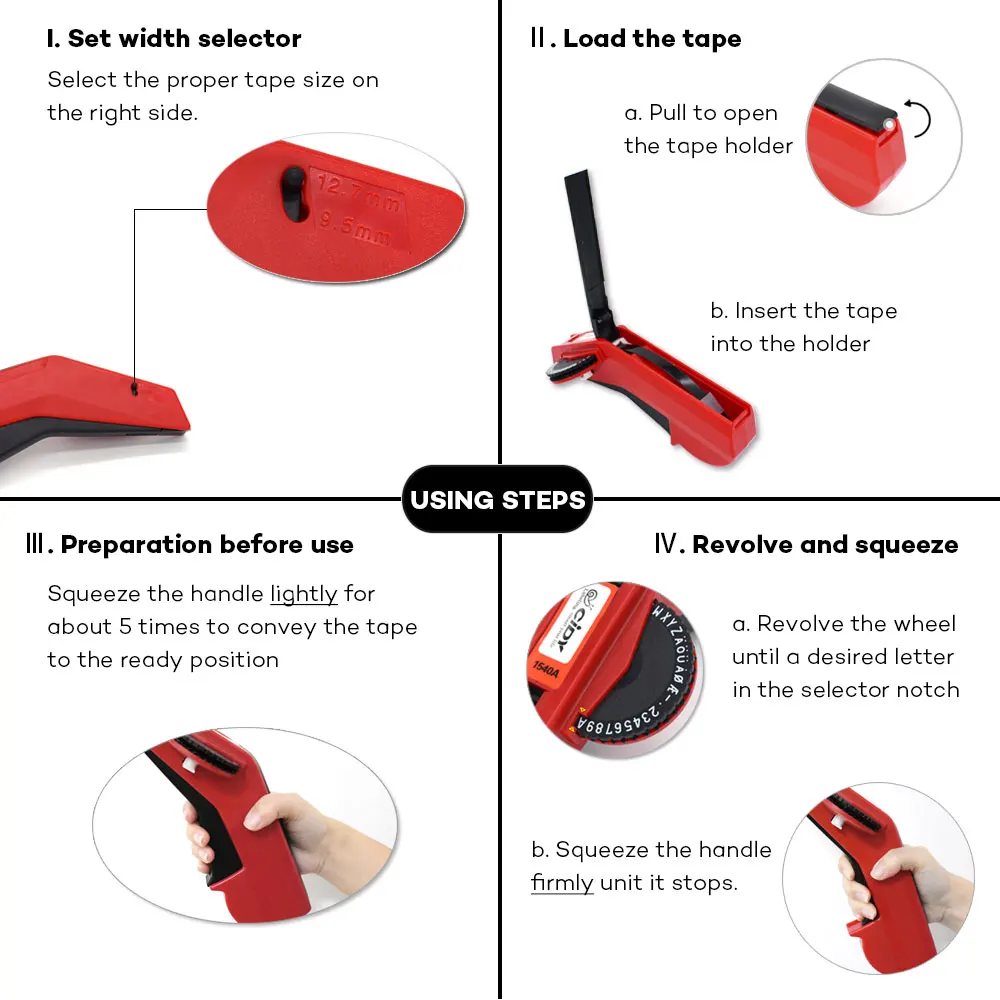 Red Embossing Label Maker with 6mm 9mm label maker tape for MOTEX E101 Mini Alphabet printing machine Typewriter Label Printer